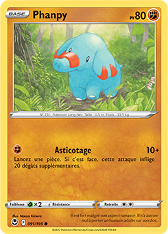Carte Pokémon Phanpy 091/195 de la série Tempête Argentée en vente au meilleur prix