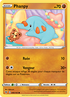 Carte Pokémon Phanpy 086/185 de la série Voltage Éclatant en vente au meilleur prix