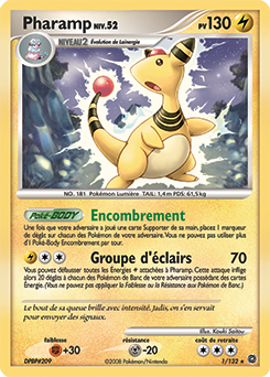 Carte Pokémon Holographique Rare Pharamp 1/132 de la série Merveilles Secrètes