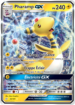 Carte Pokémon Pharamp GX 43/181 de la série Duo de Choc en vente au meilleur prix