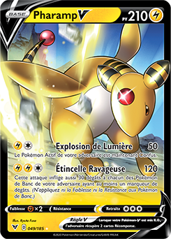 Carte Pokémon Ultra rare V Pharamp V 049/185 de la série Voltage Éclatant