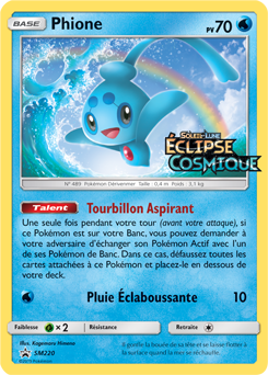 Carte Pokémon Phione SM220 de la série Promos Soleil et Lune en vente au meilleur prix