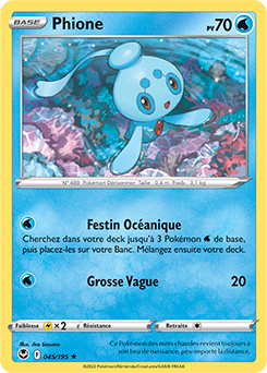 Carte Pokémon Rare Phione 045/195 de la série Tempête Argentée