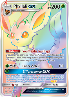 Carte Pokémon Secrète Rainbow GX Phyllali GX 157/156 de la série Ultra Prisme