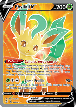 Carte Pokémon Phyllali V 166/203 de la série Évolution Céleste en vente au meilleur prix