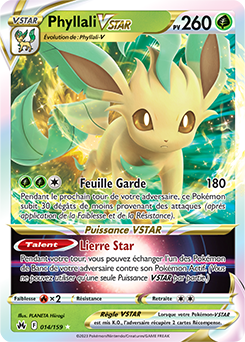 Carte Pokémon Ultra rare VSTAR Phyllali VSTAR 014/159 de la série Zénith Suprême