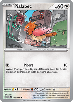 Carte Pokémon Communes Piafabec 102/132 de la série Méga-Évolution