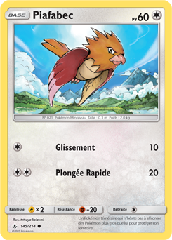 Carte Pokémon Commune Piafabec 145/214 de la série Alliance Infallible