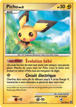 Carte Pokémon Peu commune Pichu 45/100 de la série Tempête