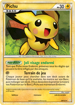 Carte Pokémon Rare Pichu 28/123 de la série HeartGold SoulSilver