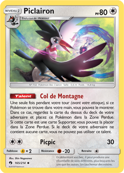 Carte Pokémon Piclairon 165/214 de la série Tonnerre Perdu en vente au meilleur prix