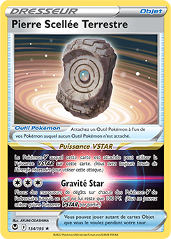 Carte Pokémon Holographique rare Pierre Scellée Terrestre 154/195 de la série Tempête Argentée