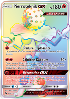 Carte Pokémon Secrète Rainbow GX Pierroteknik GX 219/214 de la série Tonnerre Perdu