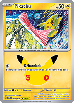 Carte Pokémon Pikachu rares Pikachu 032/128 de la série 30e Anniversaire