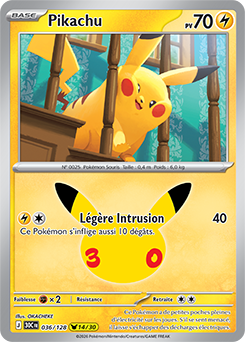 Carte Pokémon Pikachu rares Pikachu 036/128 de la série 30e Anniversaire