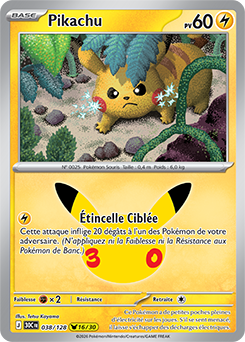 Carte Pokémon Pikachu rares Pikachu 038/128 de la série 30e Anniversaire