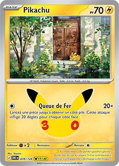 Carte Pokémon Pikachu rares Pikachu 039/128 de la série 30e Anniversaire