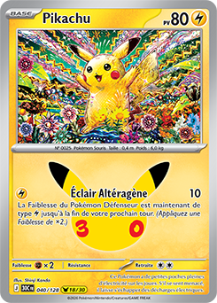 Carte Pokémon Pikachu rares Pikachu 040/128 de la série 30e Anniversaire