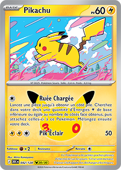 Carte Pokémon Pikachu rares Pikachu 042/128 de la série 30e Anniversaire