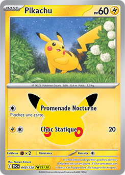 Carte Pokémon Pikachu rares Pikachu 045/128 de la série 30e Anniversaire