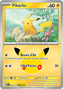 Carte Pokémon Pikachu rares Pikachu 046/128 de la série 30e Anniversaire