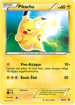 Carte Pokémon Pikachu BW54 de la série Promos Noir & Blanc en vente au meilleur prix