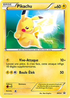 Carte Pokémon Promo Pikachu BW54 de la série Promos Noir & Blanc
