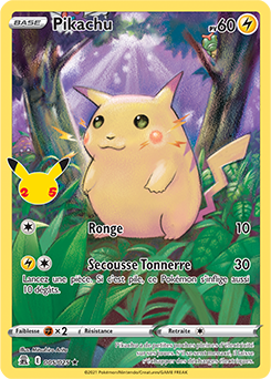 Carte Pokémon Holographique rare Pikachu 5/25 de la série Célébrations