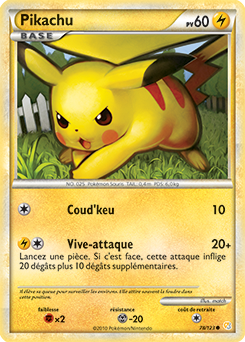 Carte Pokémon Commune Pikachu 78/123 de la série HeartGold SoulSilver