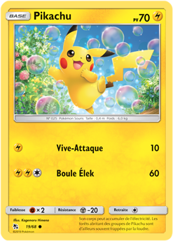 Carte Pokémon Commune Pikachu 19/68 de la série Destinées Occultes