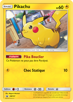 Carte Pokémon Pikachu SM157 de la série Promos Soleil et Lune en vente au meilleur prix