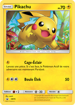 Carte Pokémon Pikachu SM76 de la série Promos Soleil et Lune en vente au meilleur prix