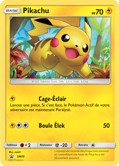 Carte Pokémon Promo Pikachu SM76 de la série Promos Soleil et Lune