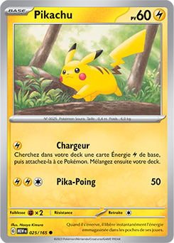 Carte Pokémon Pikachu 25/165 de la série 151 en vente au meilleur prix