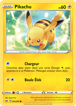 Carte Pokémon Pikachu 65/202 de la série Épée et Bouclier en vente au meilleur prix