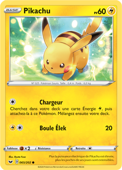Carte Pokémon Commune Pikachu 65/202 de la série Épée et Bouclier