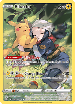 Carte Pokémon Holographique rare Pikachu TG05/TG30 de la série Origine Perdue