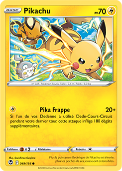 Carte Pokémon Communes Pikachu 049/195 de la série Tempête Argentée