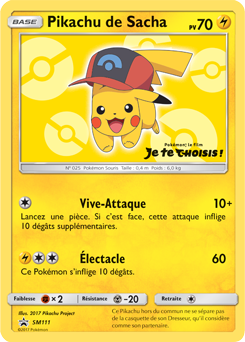 Carte Pokémon Pikachu de Sacha SM111 de la série Promos Soleil et Lune en vente au meilleur prix