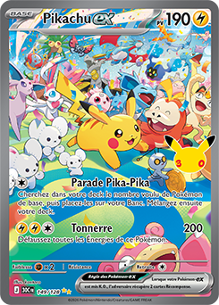 Carte Pokémon Illustration spéciale rare Pikachu ex 149/128 de la série 30e Anniversaire