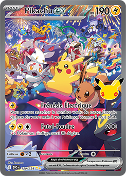 Carte Pokémon Illustration spéciale rare Pikachu ex 150/128 de la série 30e Anniversaire