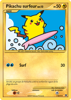 Carte Pokémon Pikachu surfeur 114/111 de la série Rivaux Émergents en vente au meilleur prix