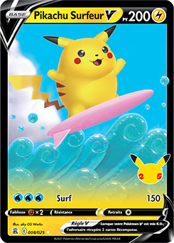 Carte Pokémon Pikachu Surfeur V 8/25 de la série Célébrations en vente au meilleur prix
