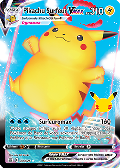Carte Pokémon Pikachu Surfeur VMAX 9/25 de la série Célébrations en vente au meilleur prix