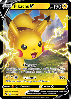 Carte Pokémon Ultra rare V Pikachu V 043/185 de la série Voltage Éclatant