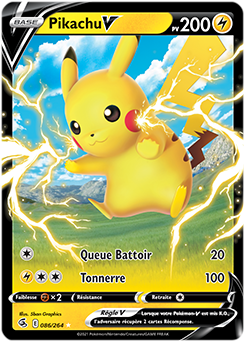 Carte Pokémon Ultra rare V Pikachu V 86/264 de la série Poing de Fusion