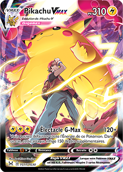 Carte Pokémon Ultra rare VMAX Pikachu VMAX TG17/TG30 de la série Origine Perdue