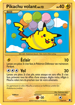 Carte Pokémon Pikachu volant 113/111 de la série Rivaux Émergents en vente au meilleur prix