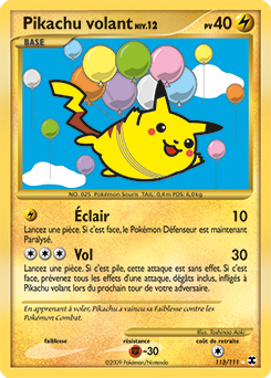 Carte Pokémon Holographique Secrète Pikachu volant 113/111 de la série Rivaux Émergents