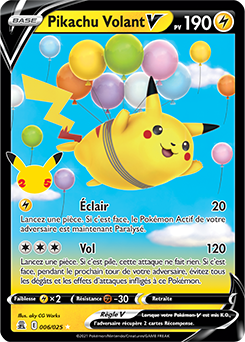 Carte Pokémon Ultra rare V Pikachu Volant V 6/25 de la série Célébrations